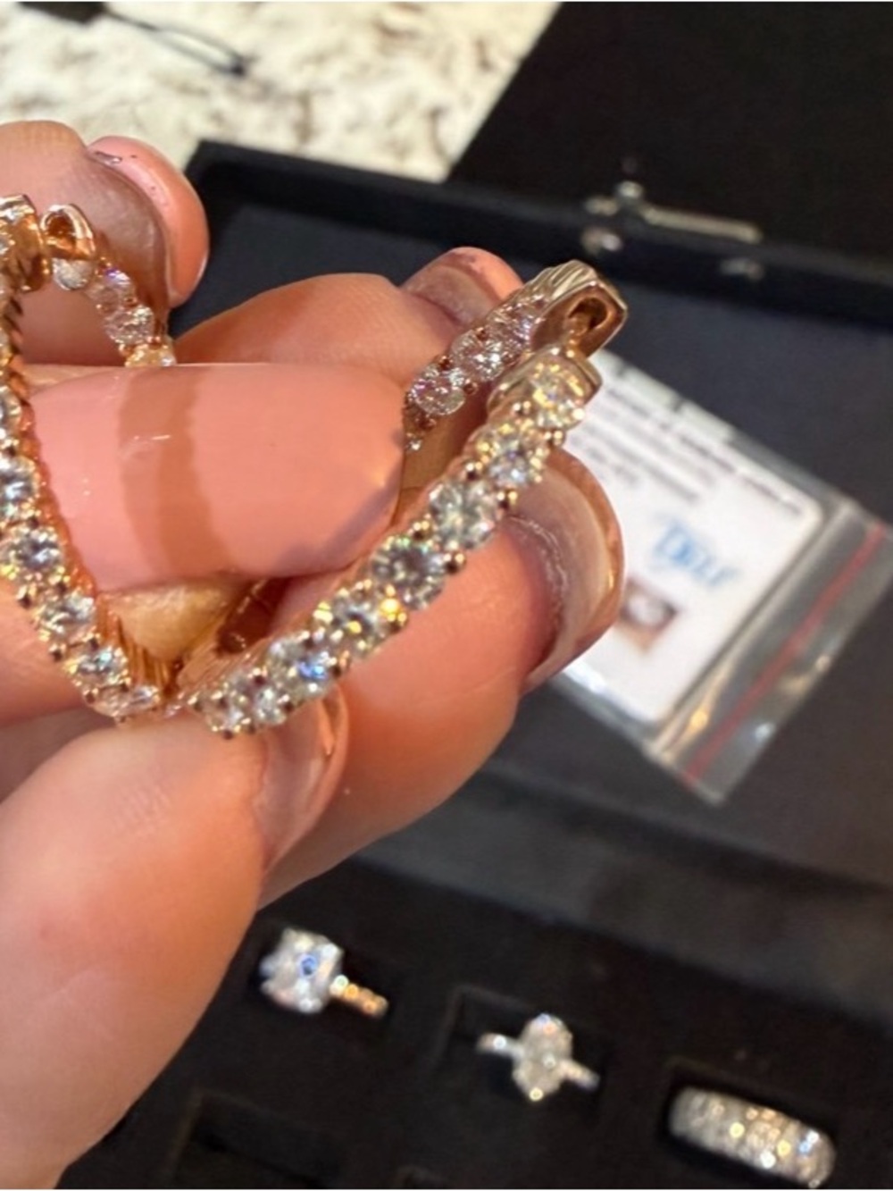 Solid 14k Forever One Rose Gold inside out hoop earrings